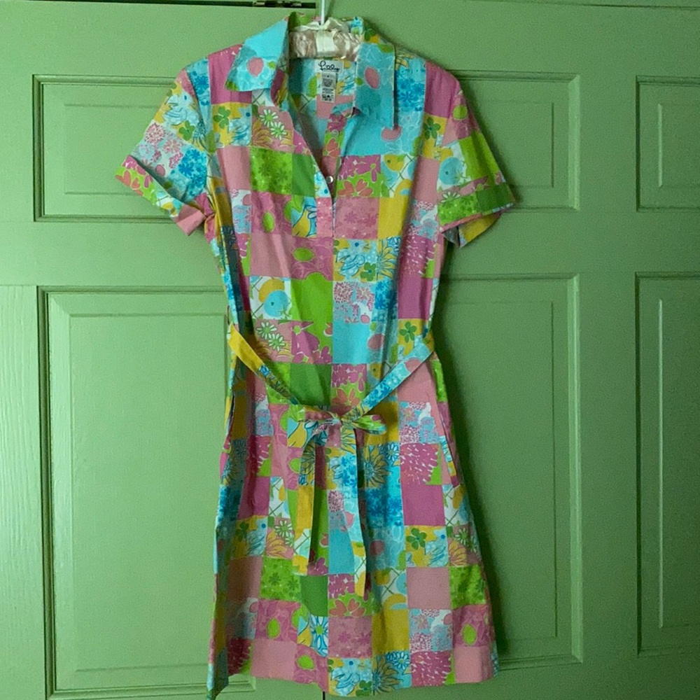 Lilly Pulitzer Belted Patchwork Shortsleeved Dress